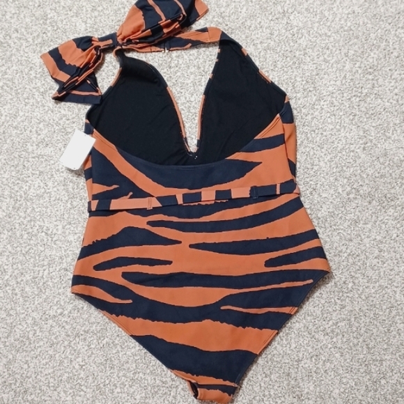 River Island Animal Print Halter One Piece Bathing Suit - Picture 8 of 10